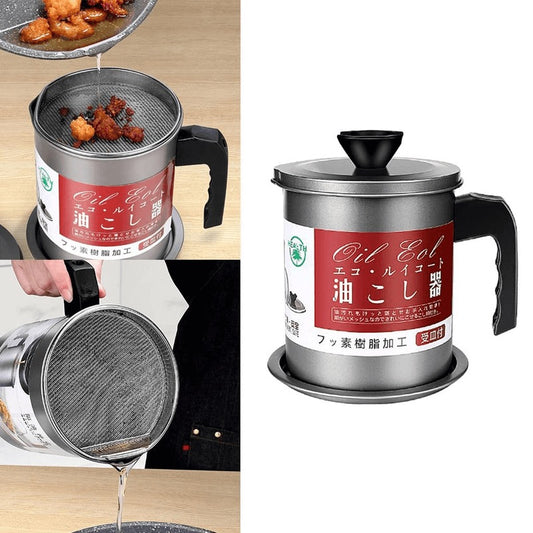 (1.4 L) - Oil Storage and Filtration Stainless Steel with Lid